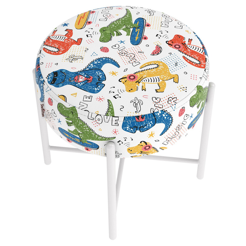 Пуф детский круглый с принтом на 4-х белых ножках Dinosaurs CHILDHOOD