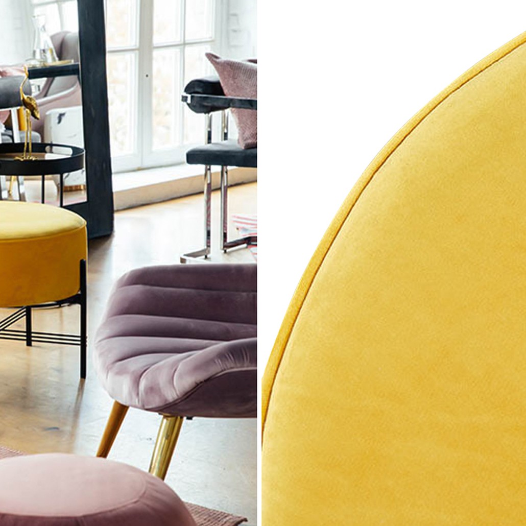 Пуф желтый велюровый Sanjay Velour Pouf Yellow
