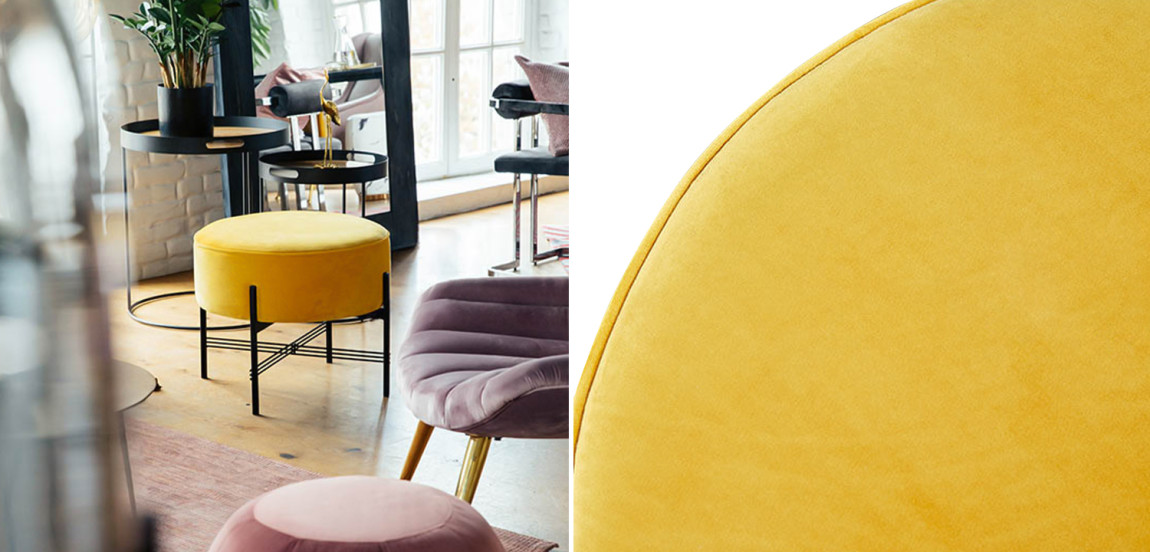 Пуф желтый велюровый Sanjay Velour Pouf Yellow