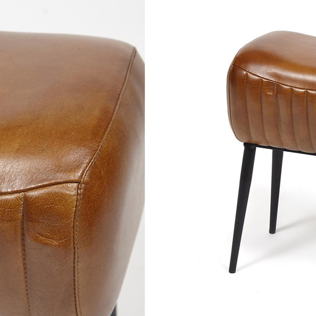 Пуф из кожи буйвола Industrial leather pouf