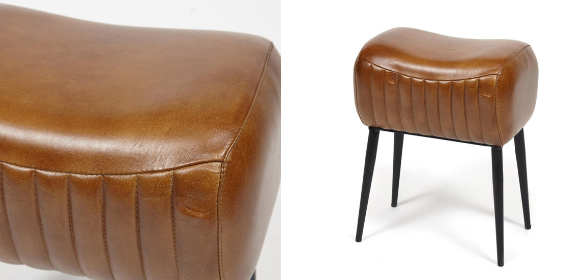 Пуф из кожи буйвола Industrial leather pouf