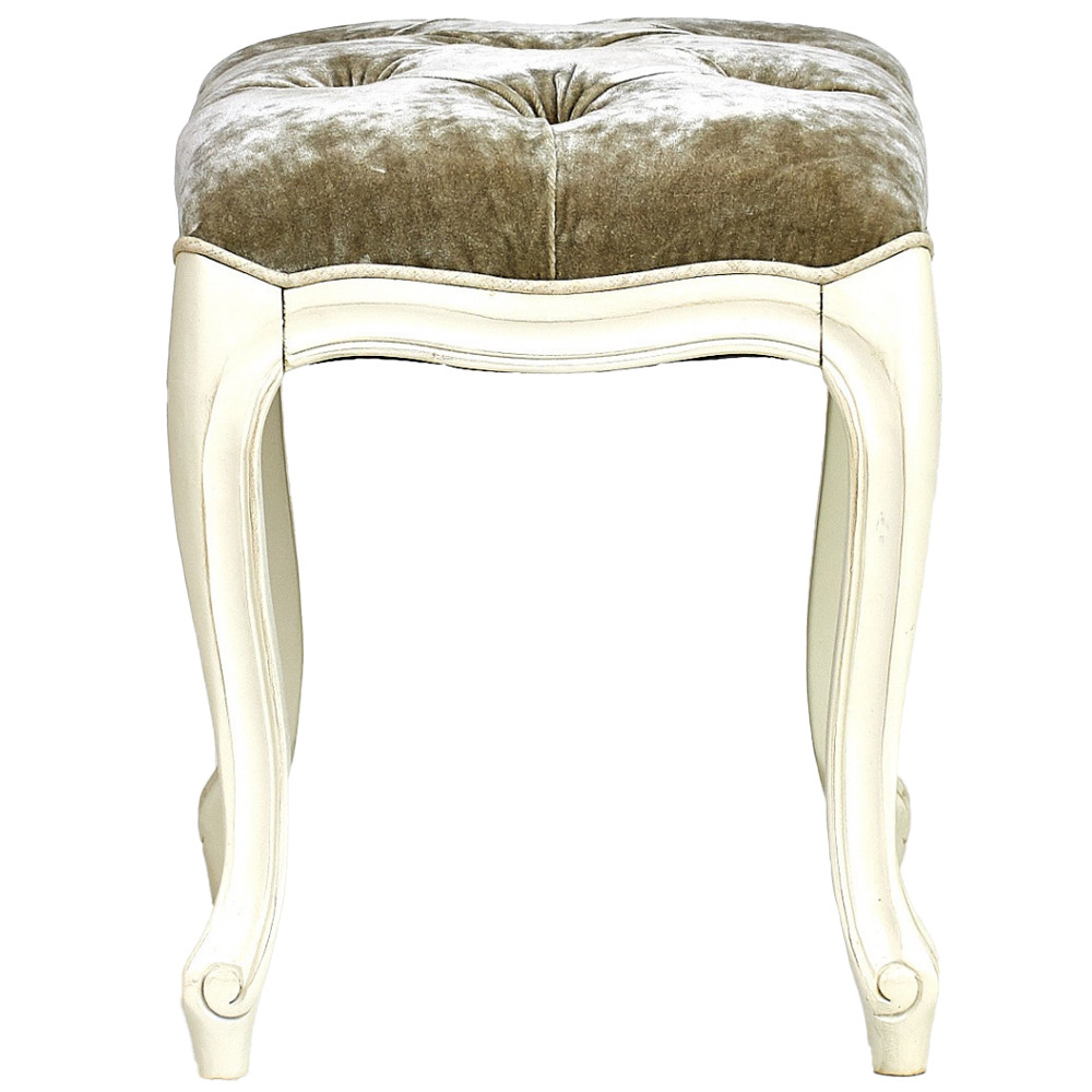 Пуф из массива дерева с велюровой обивкой Lefevre French Seating