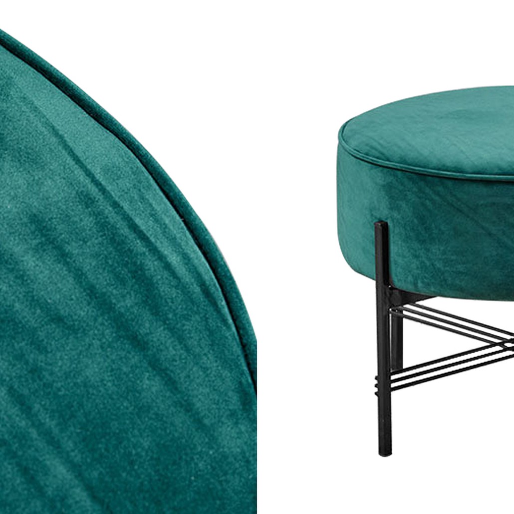 Пуф изумрудного цвета велюровый Sanjay Velour Pouf Emerald