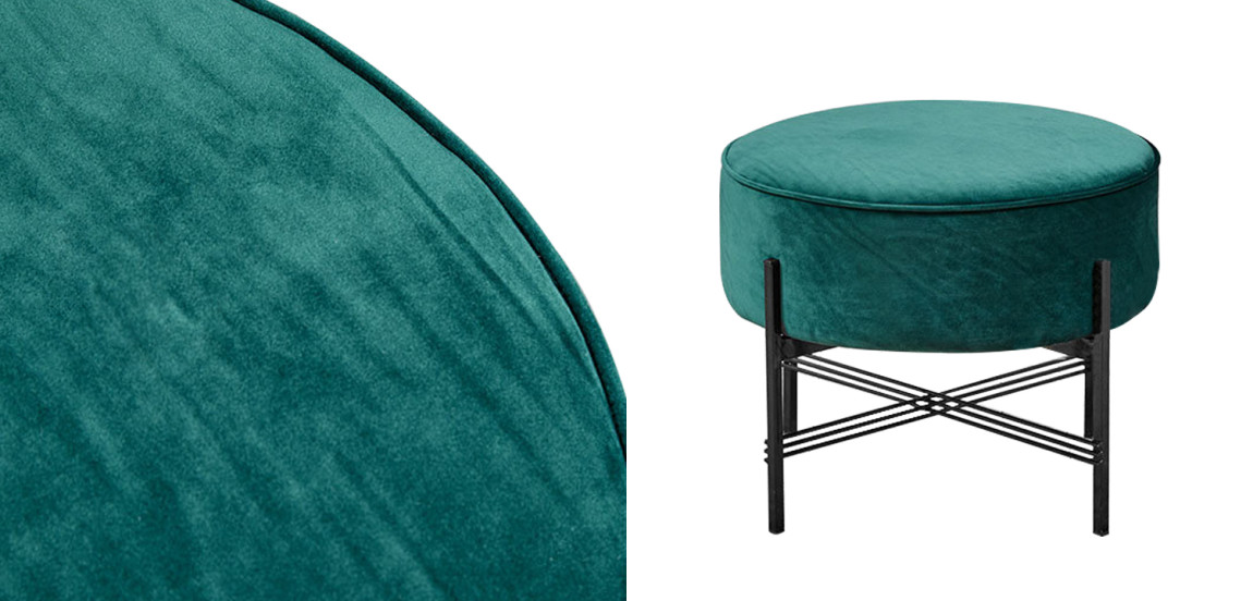 Пуф изумрудного цвета велюровый Sanjay Velour Pouf Emerald