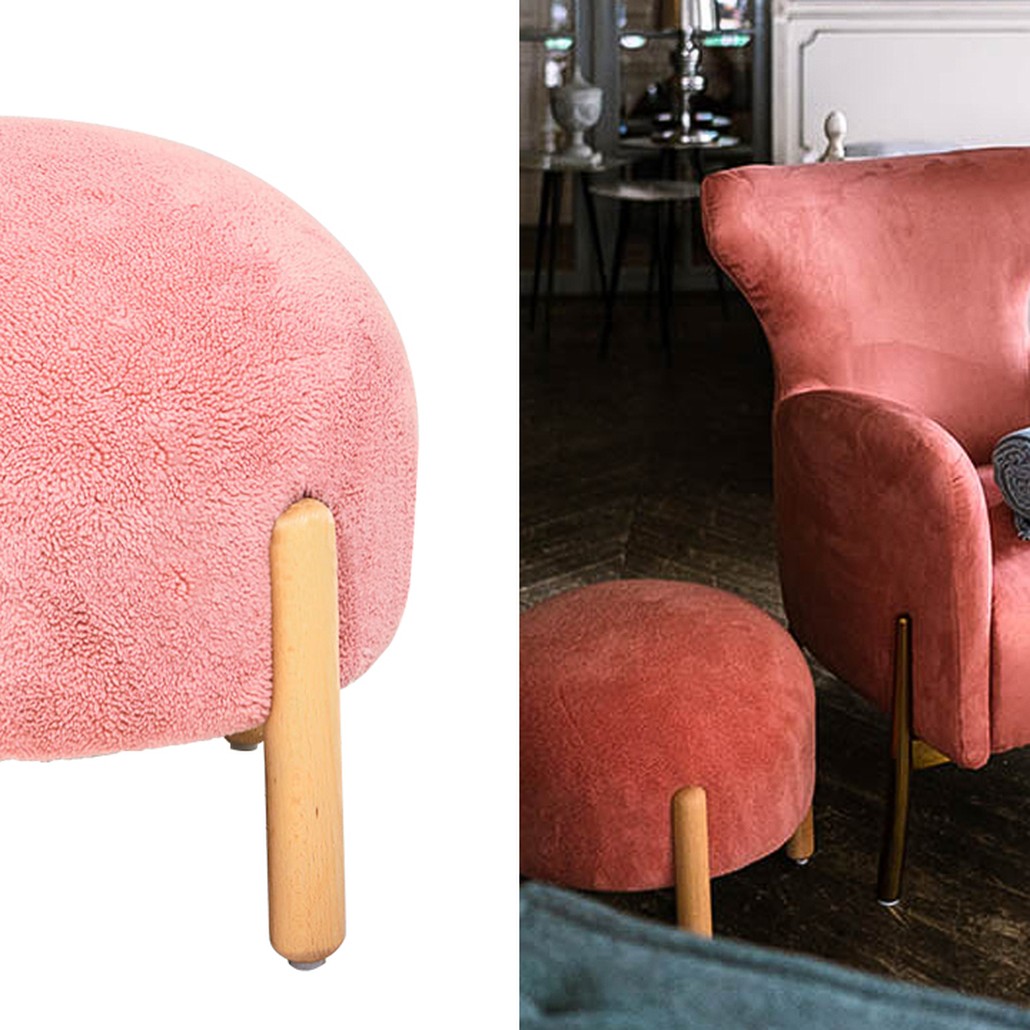 Пуф круглый на деревянных ножках Ralfie Pouf Pink