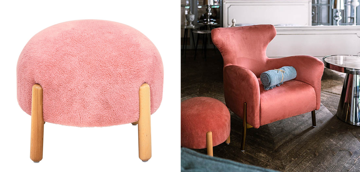 Пуф круглый на деревянных ножках Ralfie Pouf Pink
