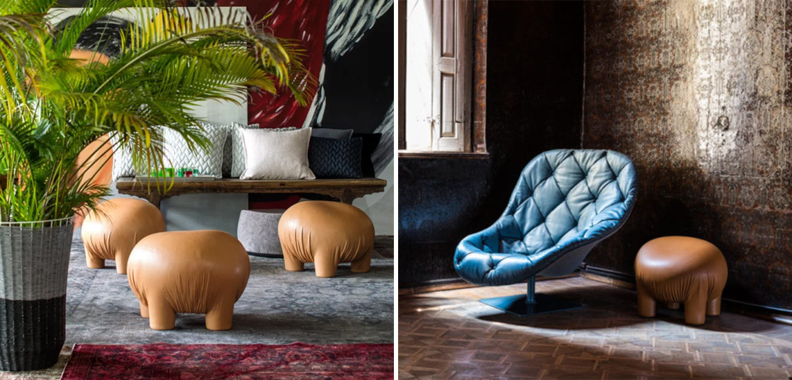 Пуф Натуральная кожа Anomaly дизайн Moroso Leather