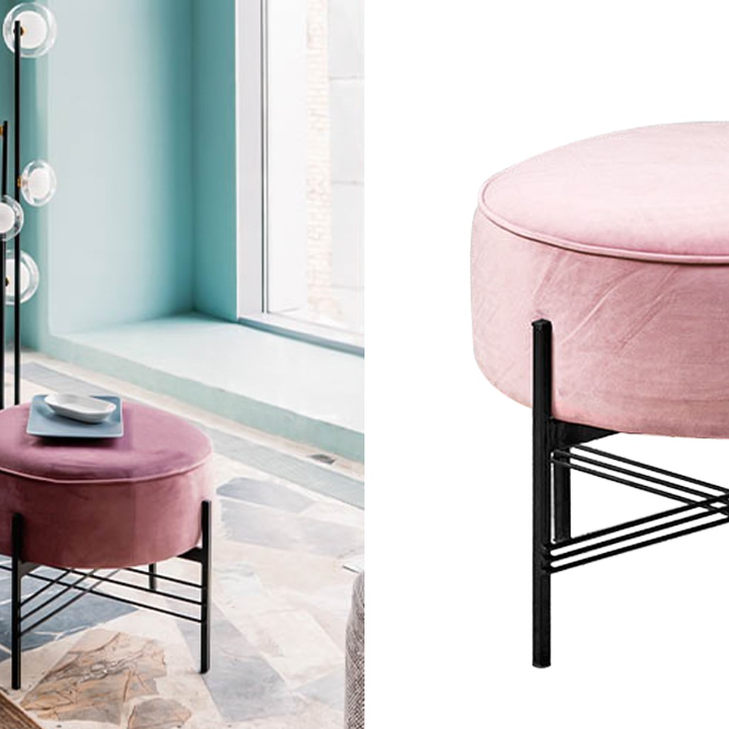 Пуф розовый велюровый Sanjay Velour Pouf Pink