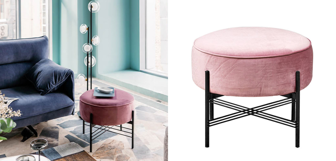 Пуф розовый велюровый Sanjay Velour Pouf Pink