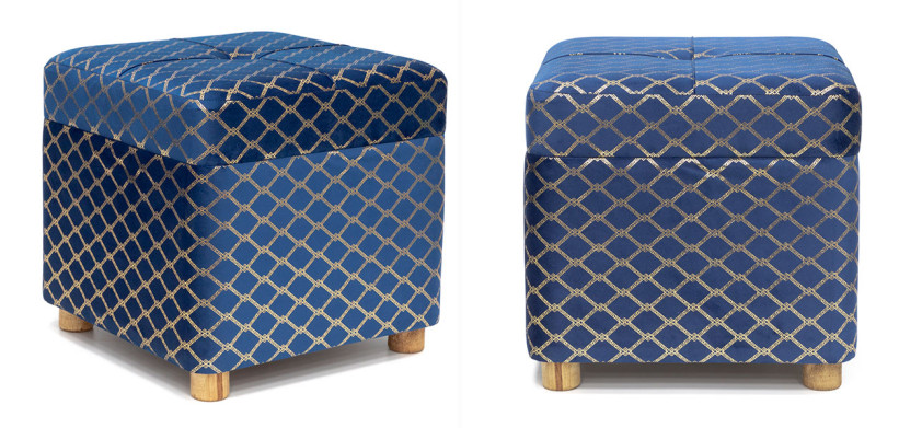 Пуф с бархатной обивкой синий Byron