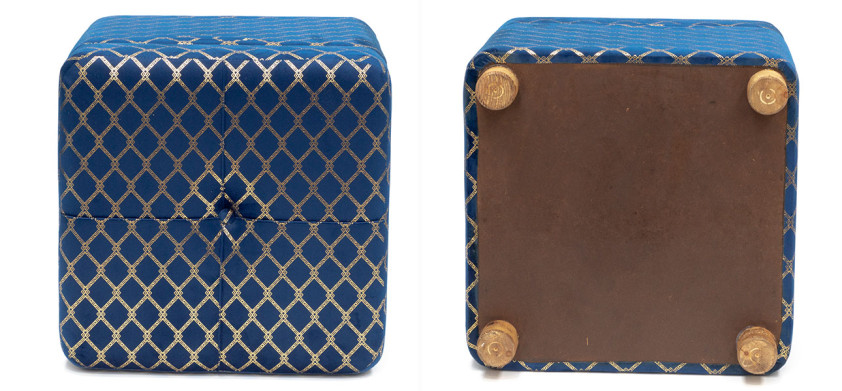 Пуф с бархатной обивкой синий Byron