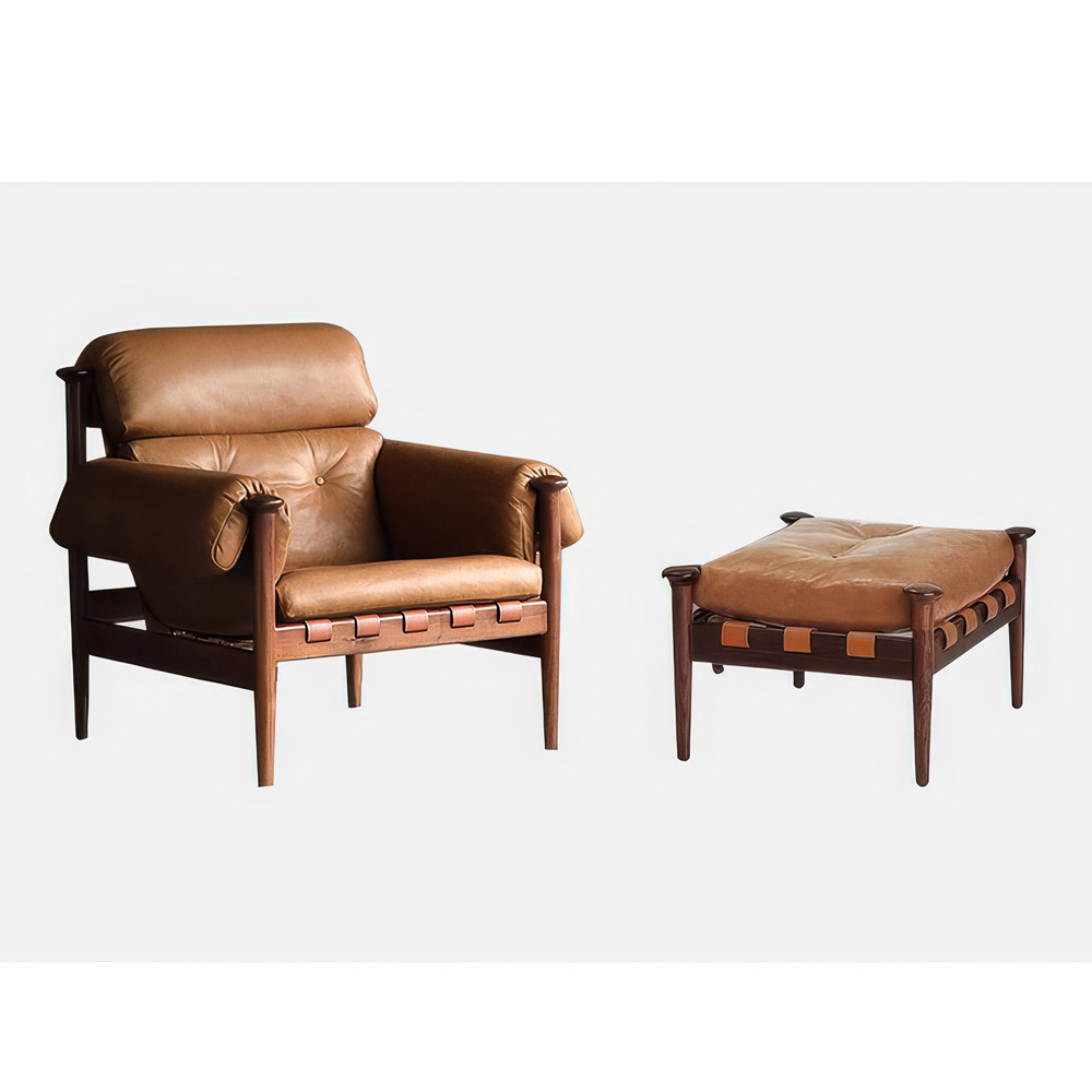 Пуф с каркасом из дерева и обивкой из кожи Furniture Medieval