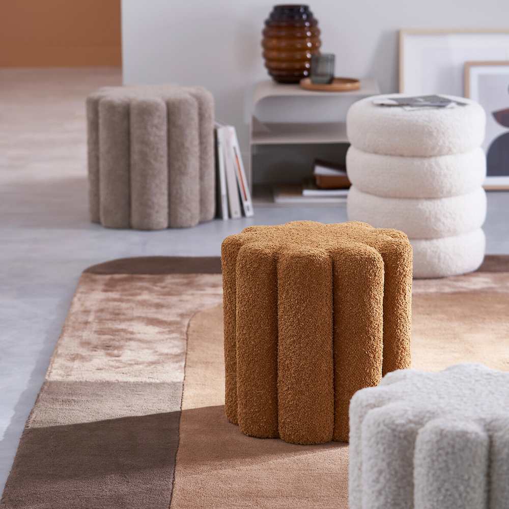 Пуф с обивкой из ткани букле Flo Brown Pouf