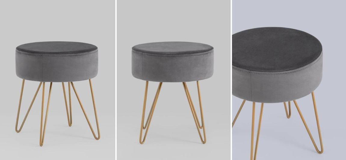 Пуф серый велюр Elegant Juliet