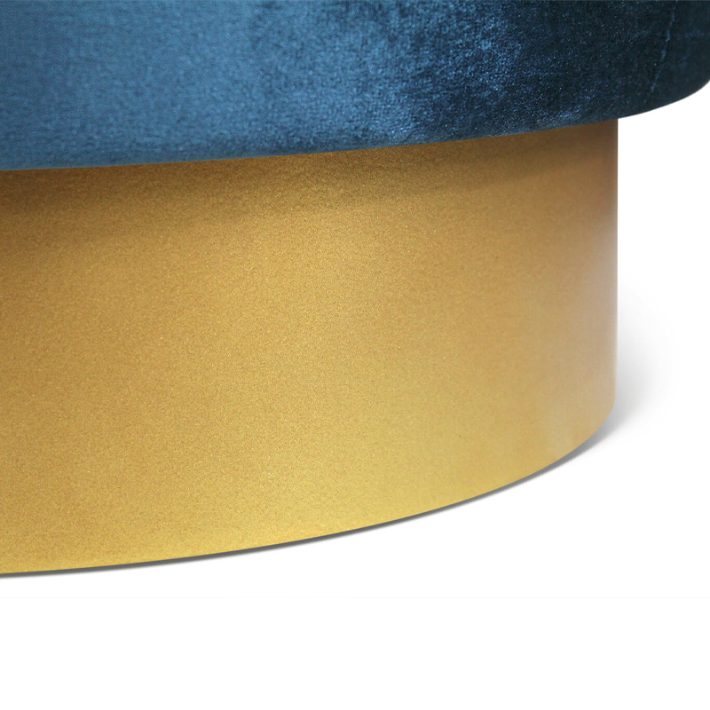 Пуф синий велюр на золотом металлическом основании Golden Belt