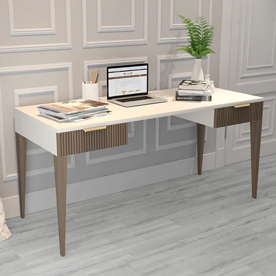 Рабочий стол с прямоугольной белой столешницей и 2-мя ящиками Harper Line