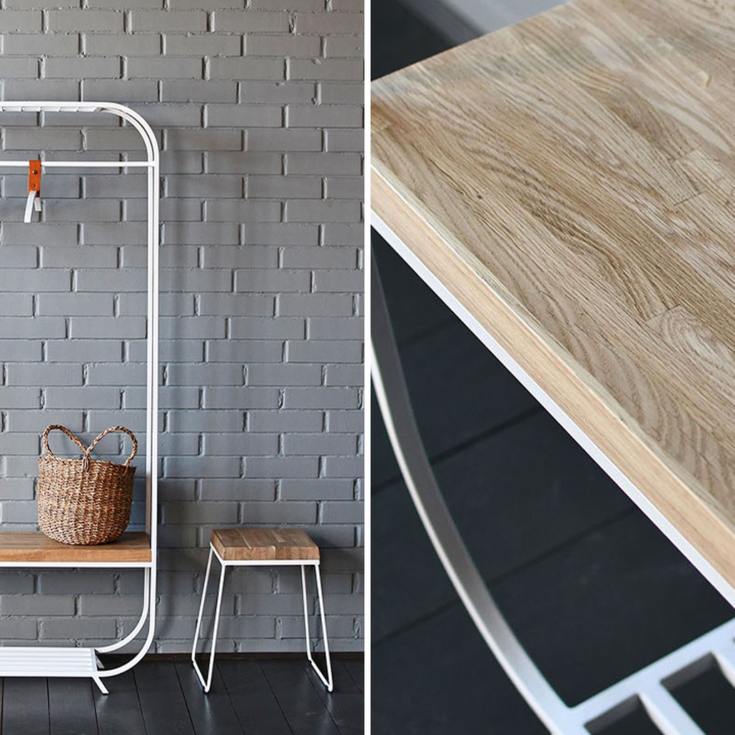 Рейл Hardin White Industrial Metal Rust Clothes Rail