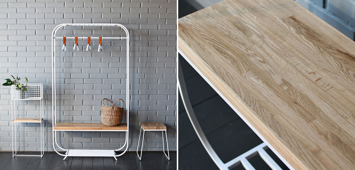 Рейл Hardin White Industrial Metal Rust Clothes Rail