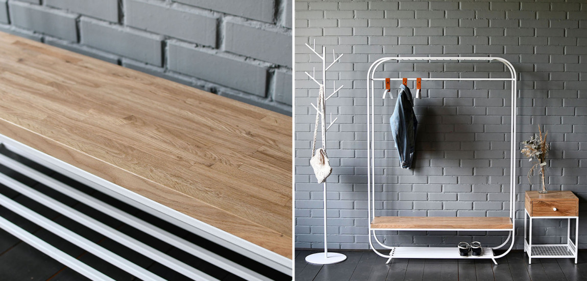 Рейл Jethro Industrial Metal Rust Clothes Rail