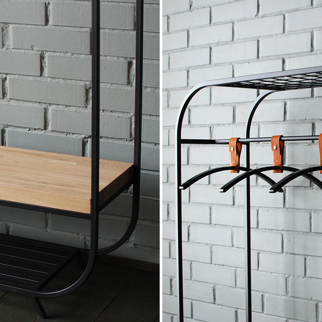 Рейл Jethro Industrial Metal Rust Clothes Rail Black
