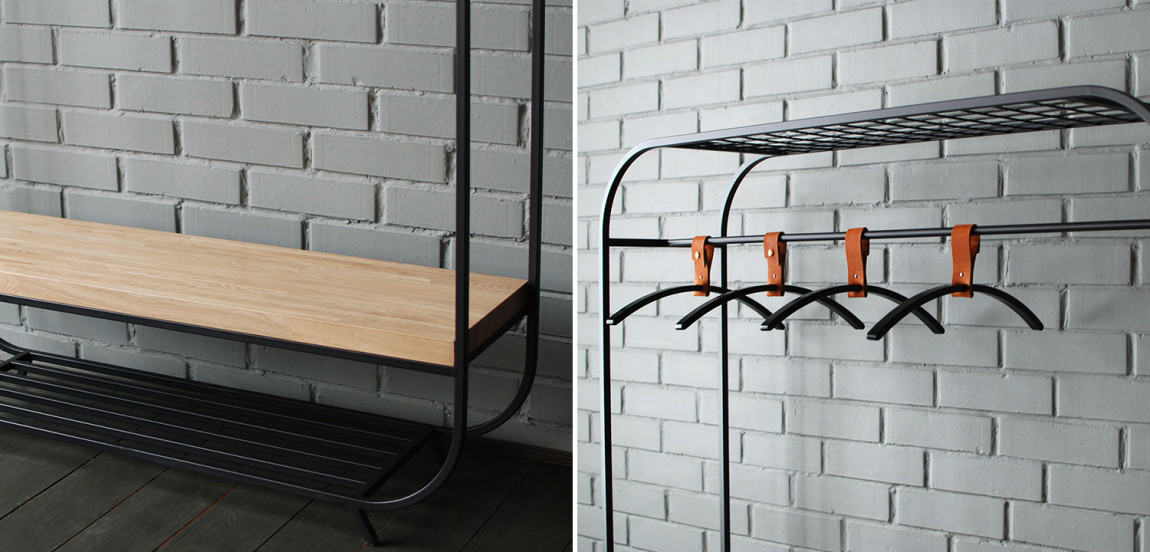 Рейл Jethro Industrial Metal Rust Clothes Rail Black