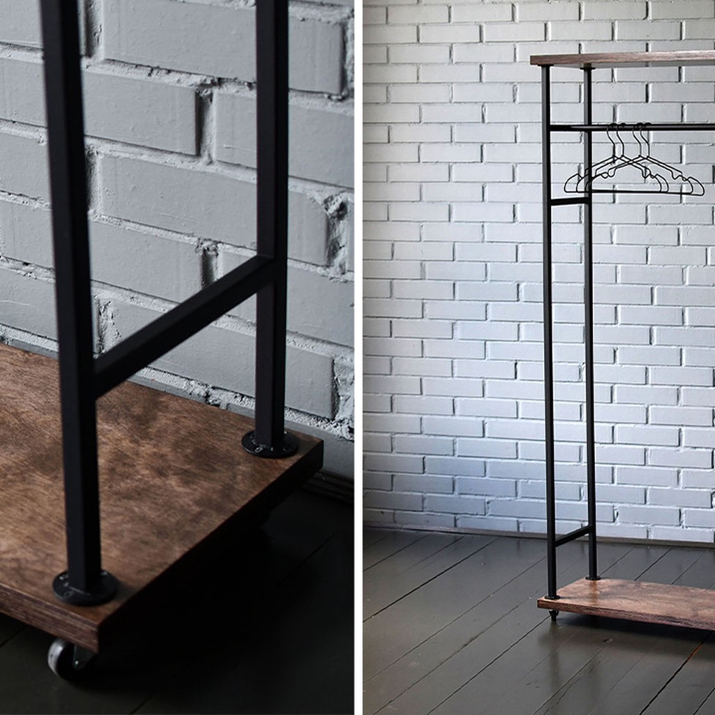 Рейл Lowery Brown Industrial Metal Rust Clothes Rail