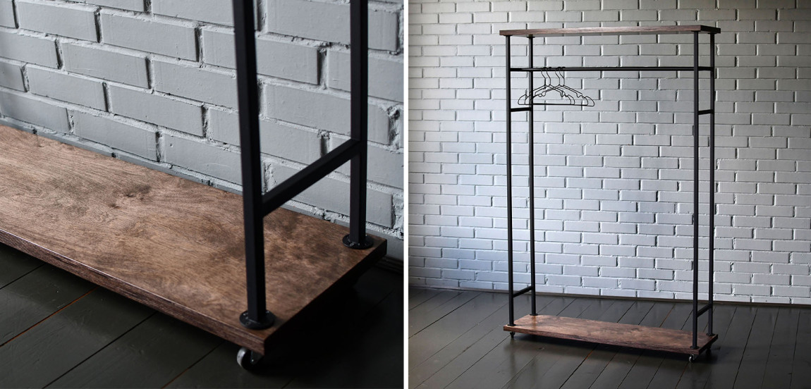 Рейл Lowery Brown Industrial Metal Rust Clothes Rail