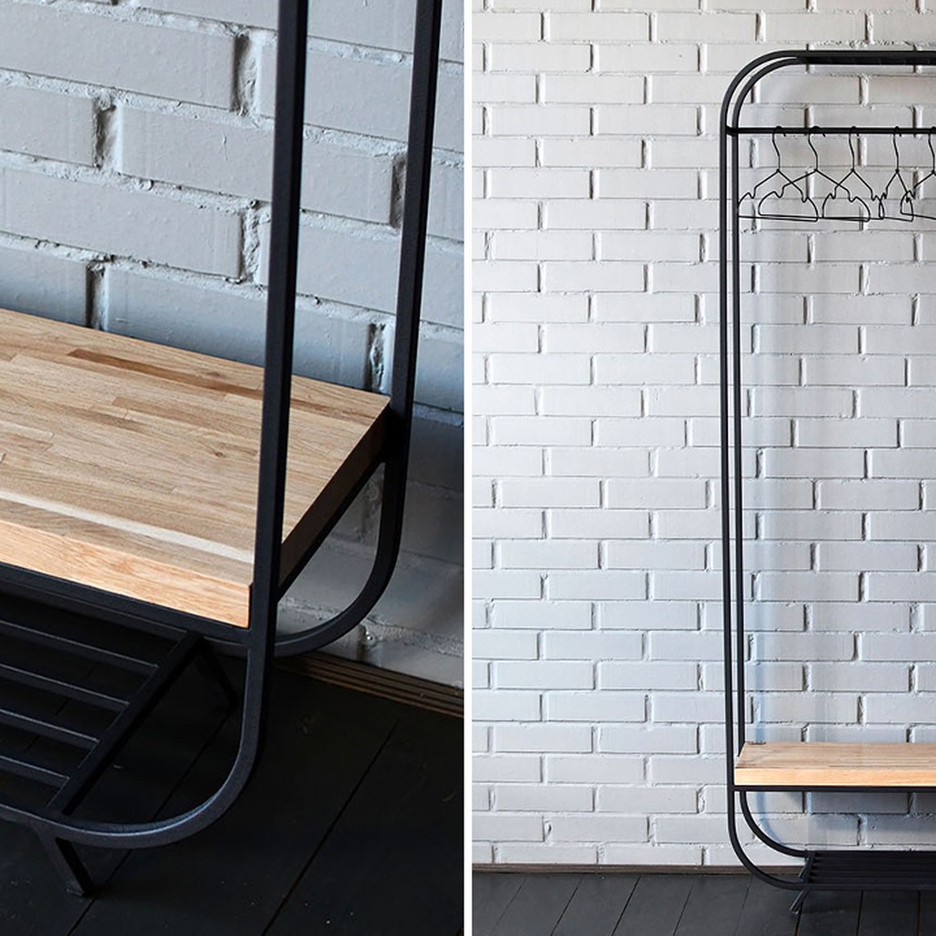 Рейл Tevin Industrial Metal Rust Clothes Rail