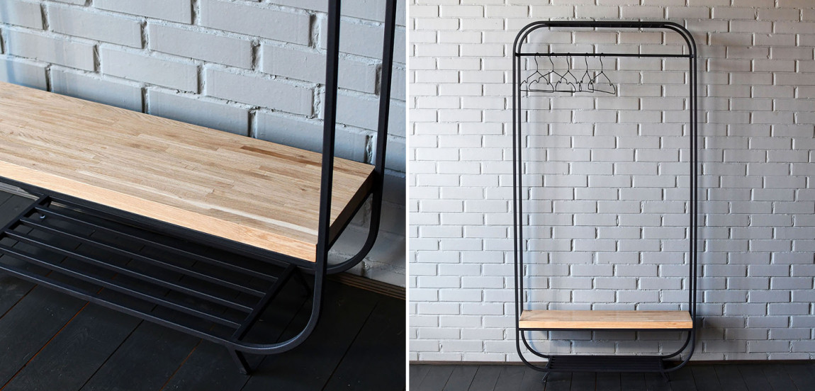 Рейл Tevin Industrial Metal Rust Clothes Rail