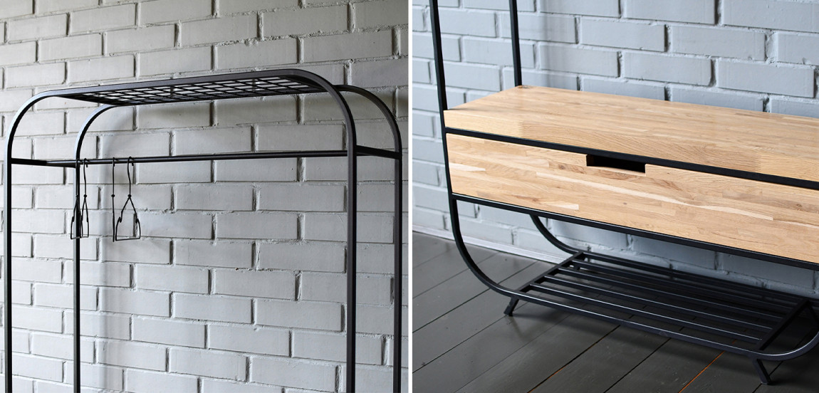 Рейл с выдвижным ящиком Ewing Industrial Metal Rust Clothes Rail
