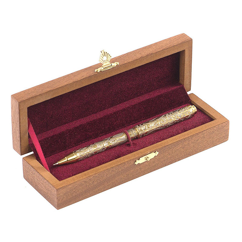Ручка шариковая металлическая с гравировкой в деревянной коробке Metal Pens