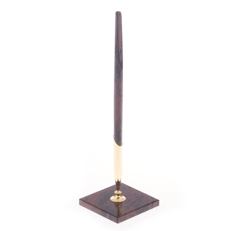 Ручка шариковая на подставке из натурального камня Обсидиан Stone Pens