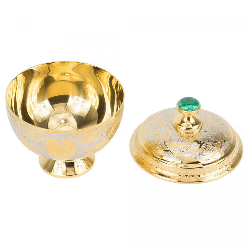 Сахарница металлическая с гравировкой и натуральным камнем Малахит в подарочной коробке Metal Stone Sugar Bowls