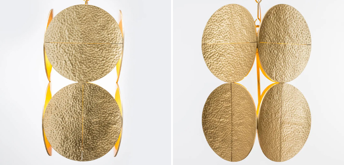 Светильник Shine by S.H.O HALO PENDANT - Modern Gold Leaf Chandelier with Brass Chain