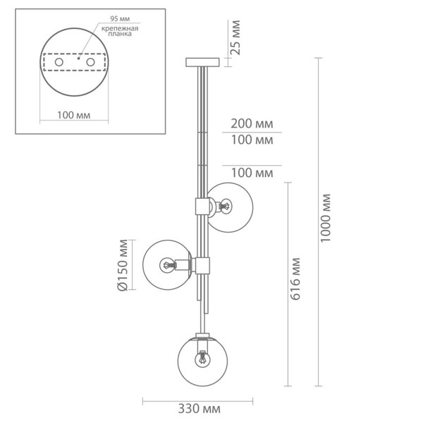 Светильник TRILOGY Ceiling Light Clear glass 100