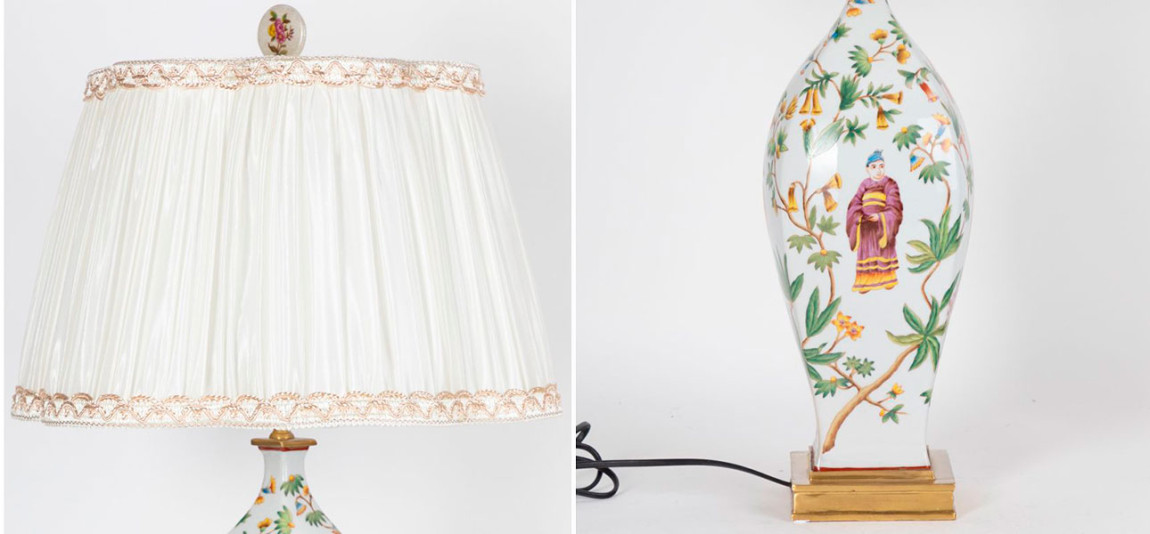 Светильник белый фарфоровый с принтом Gianyu