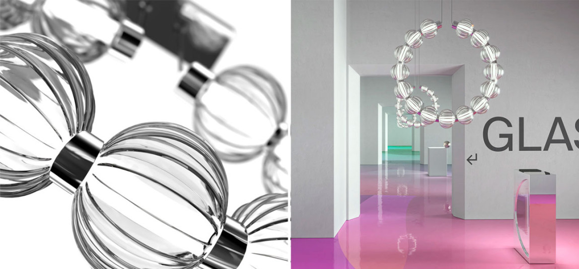 Светильник вертикальное кольцо со стеклянными шарами Balls Lamp