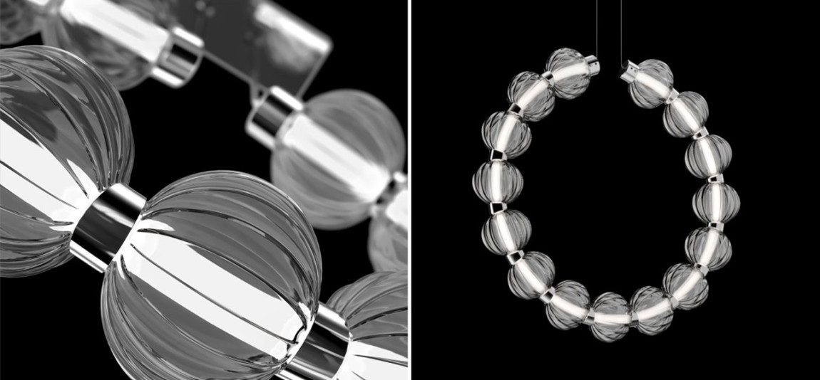 Светильник вертикальное кольцо со стеклянными шарами Balls Lamp