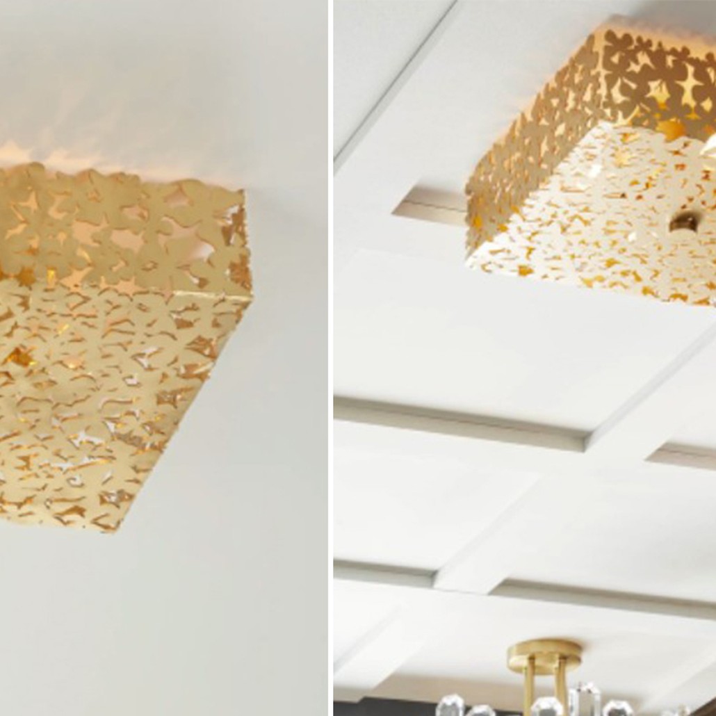 Светильник квадратный с золотыми бабочками Tommy Mitchell Square Butterfly Flush-Mount Light