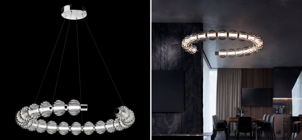 Светильник кольцо со стеклянными шарами Balls Lamp