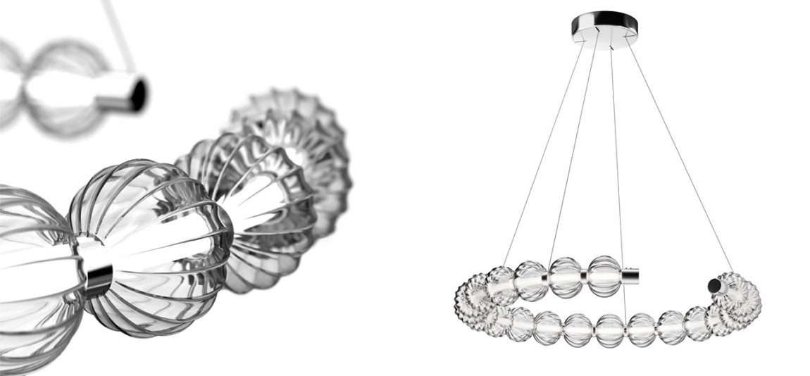Светильник кольцо со стеклянными шарами Balls Lamp