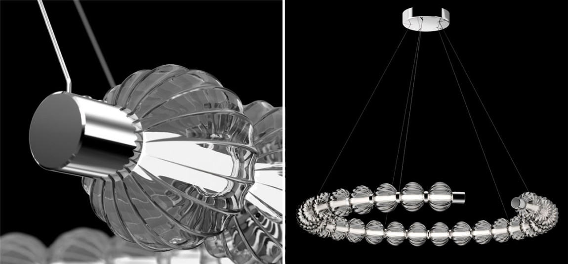 Светильник кольцо со стеклянными шарами Balls Lamp