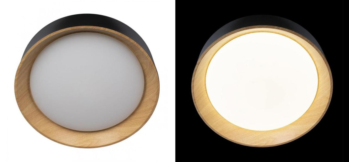 Светильник потолочный круглый Assol cup Black Wood диаметр 45