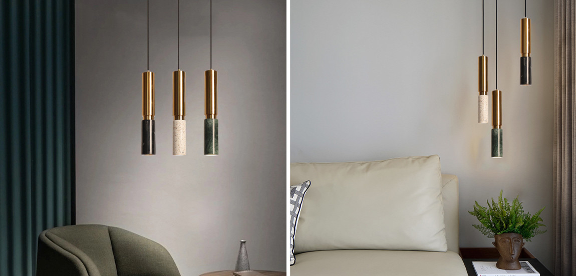 Светильник с цилиндрический плафоном Cylindrical Pendant Lamp Marble