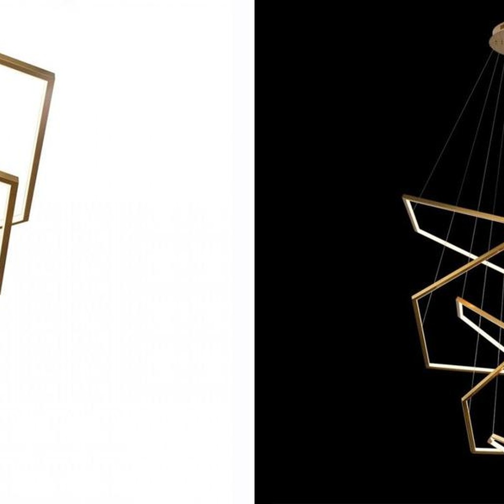 Светильник Светодиодный Золотой  Gold Five Hexagon Пять Шестиугольных Подвесов