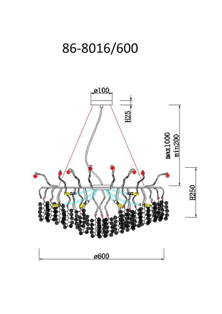 Светильник стеклянный в стиле ART DECO 60 см