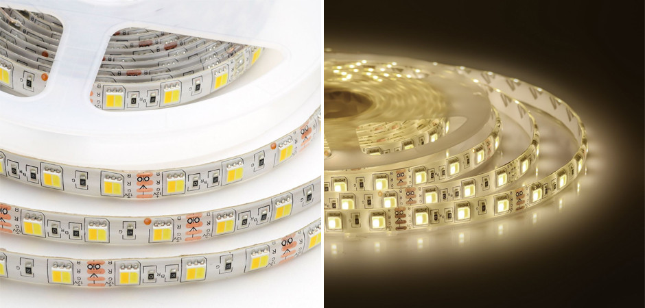 Светодиодная влагозащищенная лента 14,4W/m 60LED/m 5050SMD холодный белый/теплый белый 5M