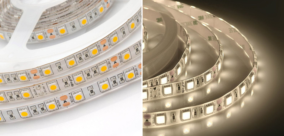 Светодиодная влагозащищенная лента 60LED/m 5050SMD теплый белый 5M