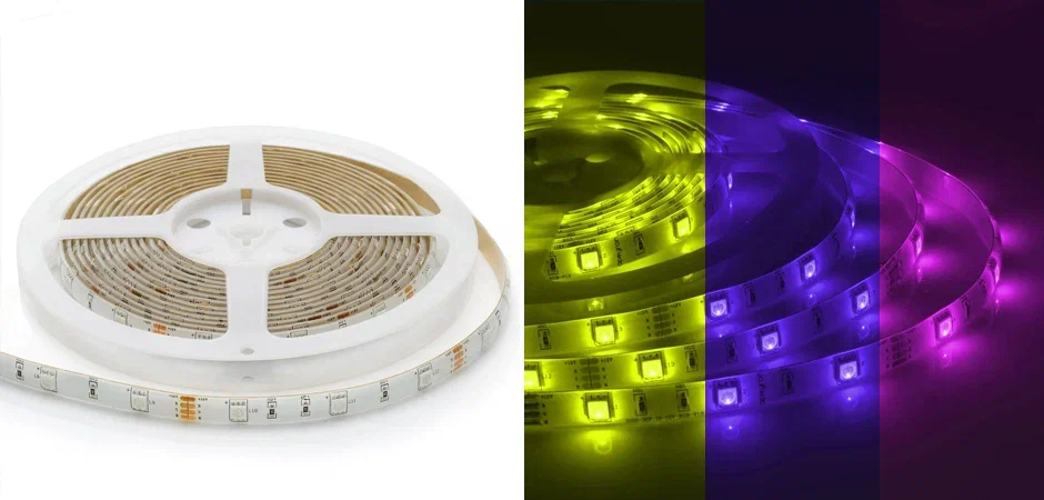 Светодиодная влагозащищенная лента 7,2W/m 30LED/m 5050SMD разноцветная 5M