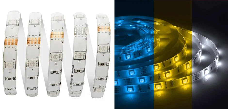 Светодиодная влагозащищенная лента 7,2W/m 30LED/m 5050SMD разноцветная 5M
